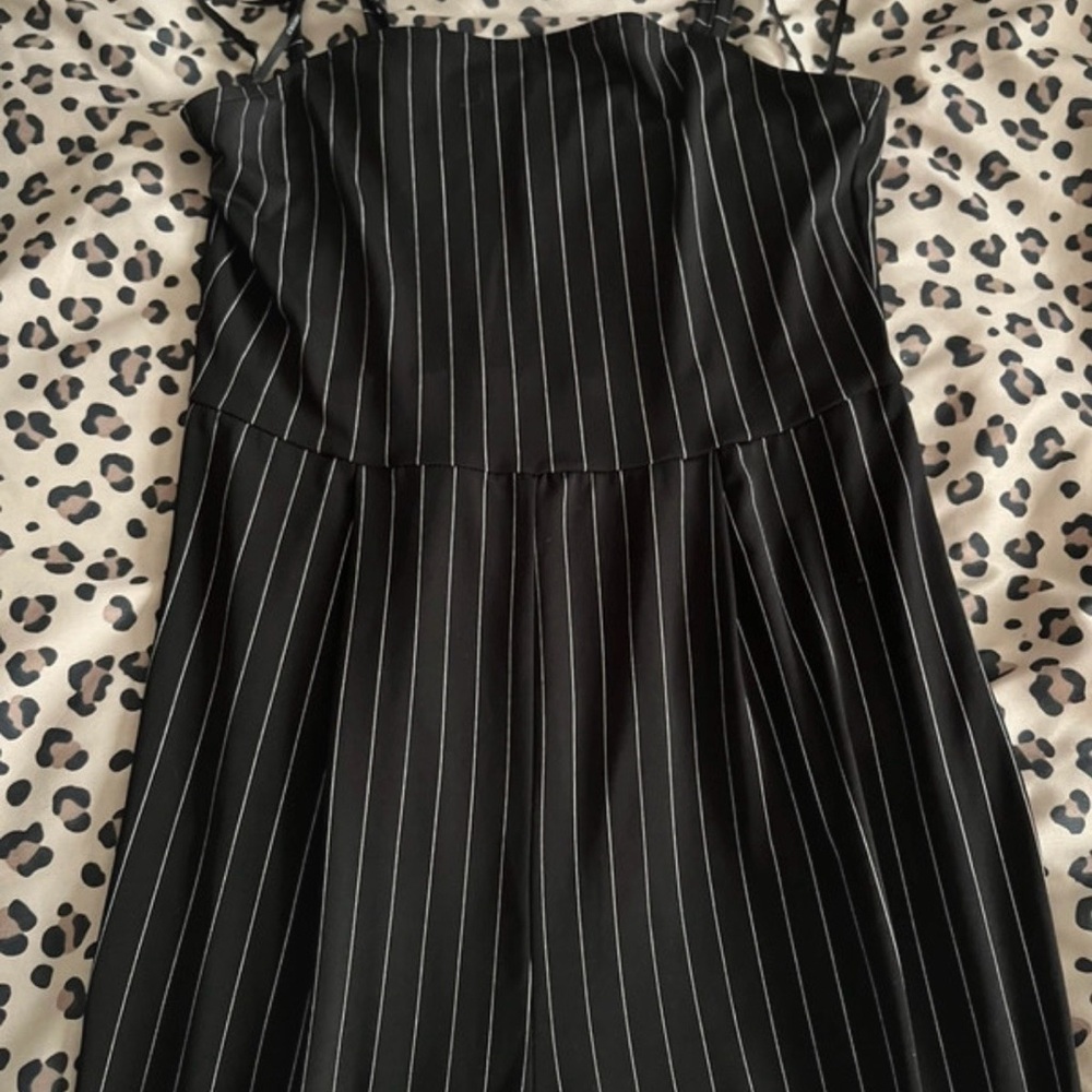 Elegant Black Striped Dress